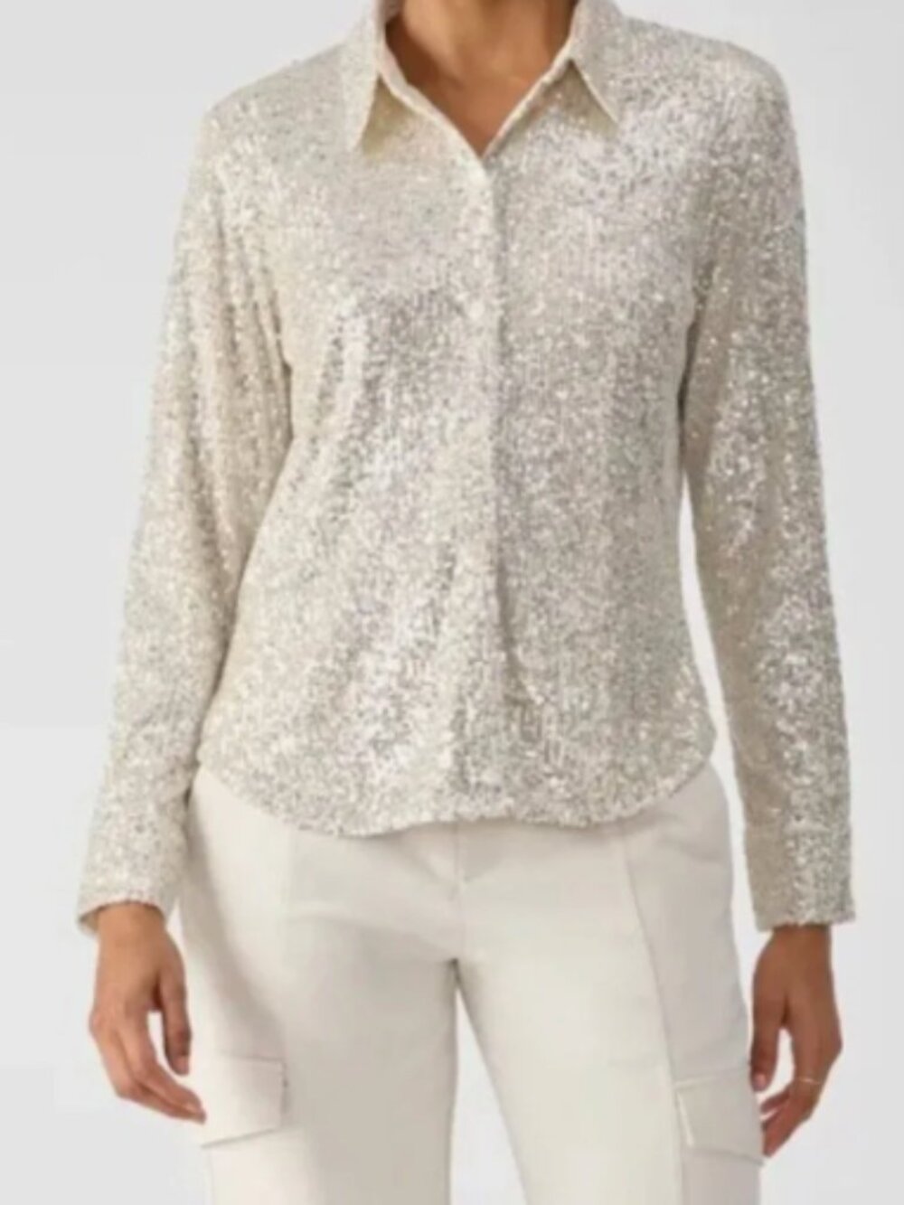 Sanctuary Sequin Button-Up Shirt - Champagne Sparkle